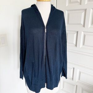 Georges Rech Paris Hooded Cardigan Sweater Sparkly Midnight Navy Blue Medium